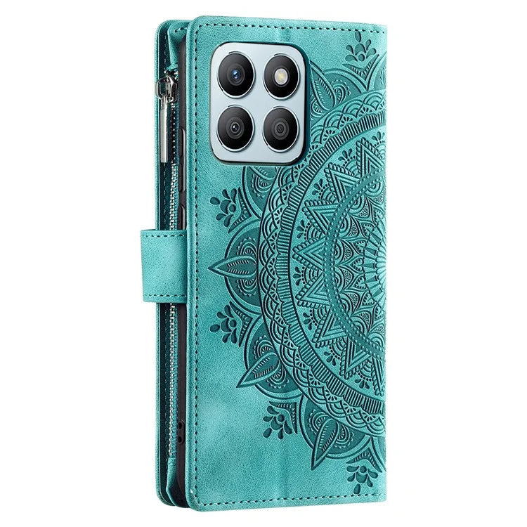 For Honor X8b 4G Case PU Leather Mandala Pattern Imprinted Design Phone Cover