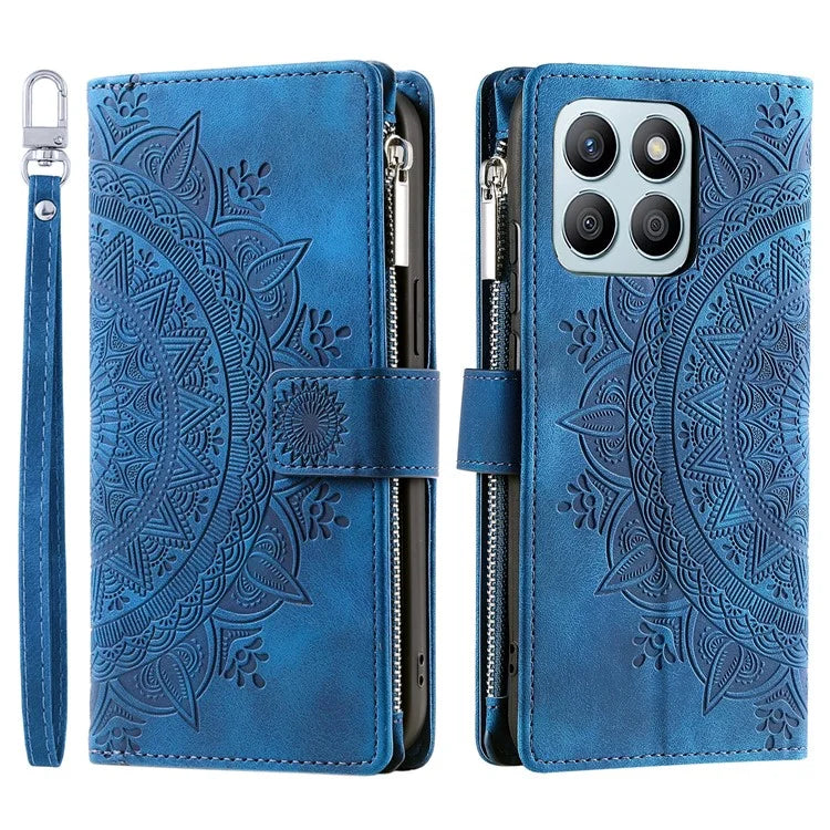 For Honor X8b 4G Case PU Leather Mandala Pattern Imprinted Design Phone Cover