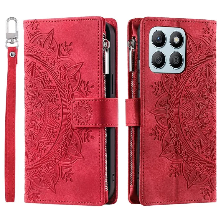 For Honor X8b 4G Case PU Leather Mandala Pattern Imprinted Design Phone Cover