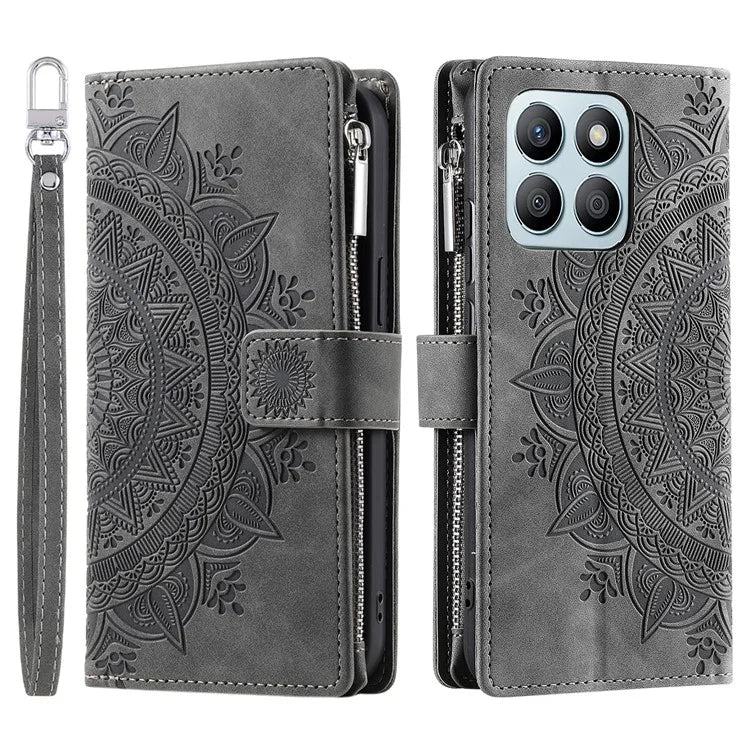 For Honor X8b 4G Case PU Leather Mandala Pattern Imprinted Design Phone Cover