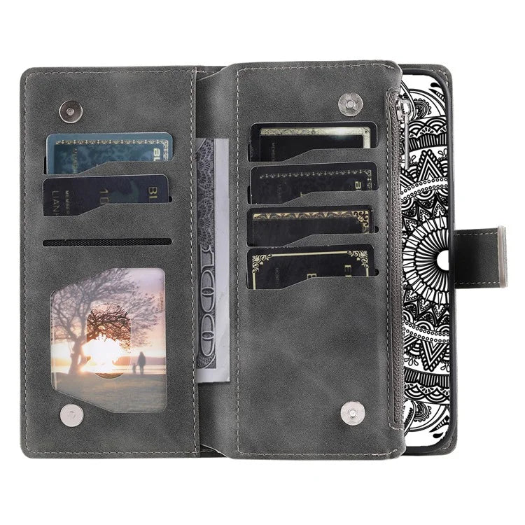 For Honor X8b 4G Case PU Leather Mandala Pattern Imprinted Design Phone Cover
