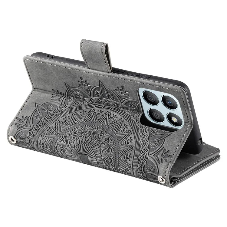 For Honor X8b 4G Case PU Leather Mandala Pattern Imprinted Design Phone Cover