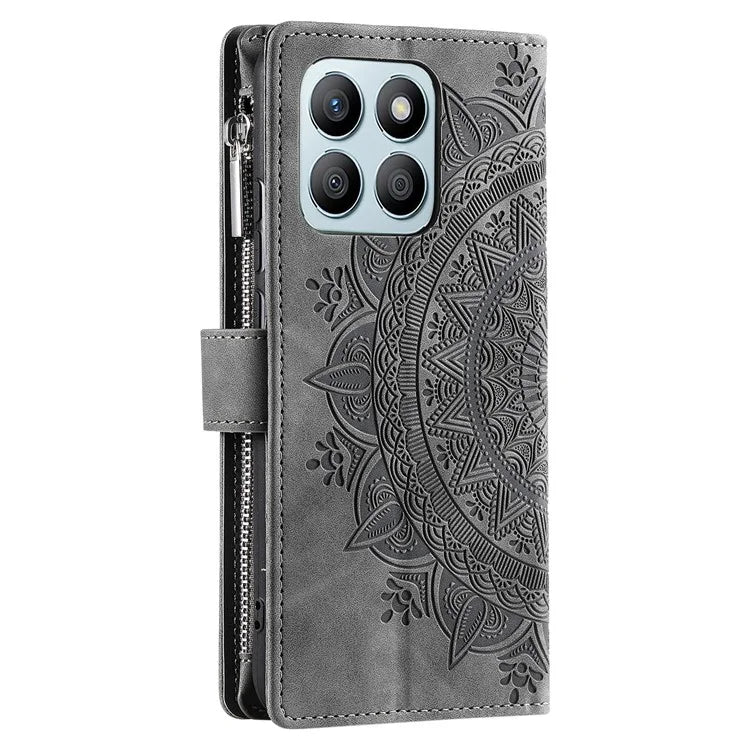For Honor X8b 4G Case PU Leather Mandala Pattern Imprinted Design Phone Cover