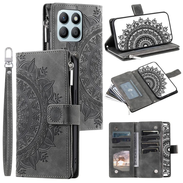 For Honor X8b 4G Case PU Leather Mandala Pattern Imprinted Design Phone Cover