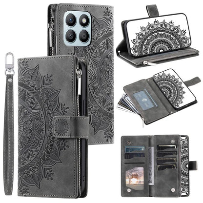 For Honor X8b 4G Case PU Leather Mandala Pattern Imprinted Design Phone Cover