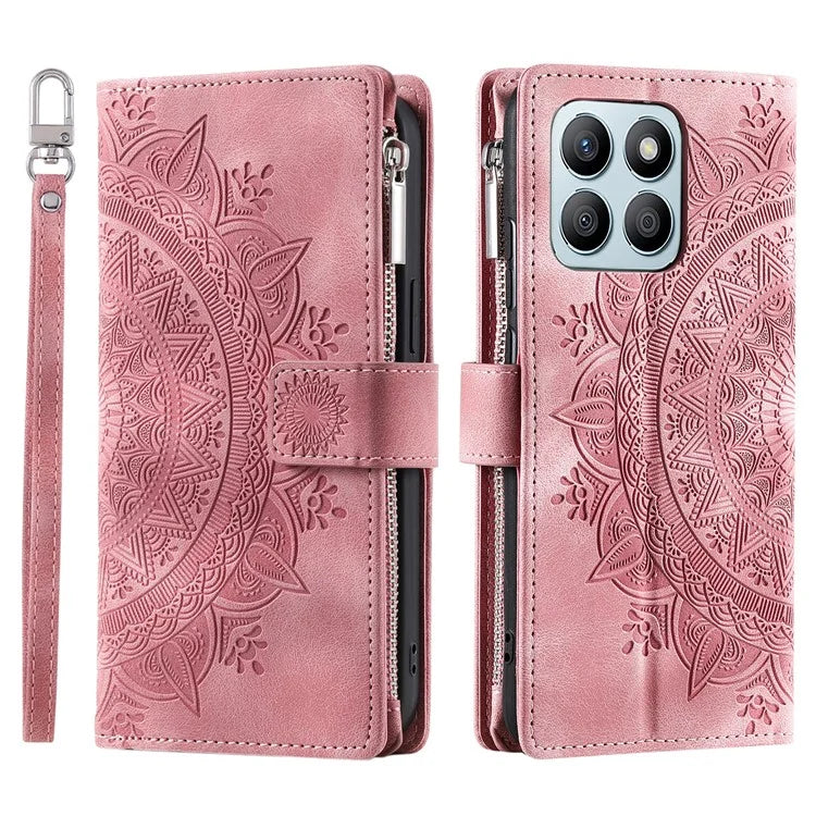 For Honor X8b 4G Case PU Leather Mandala Pattern Imprinted Design Phone Cover
