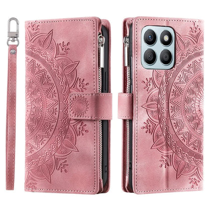 For Honor X8b 4G Case PU Leather Mandala Pattern Imprinted Design Phone Cover