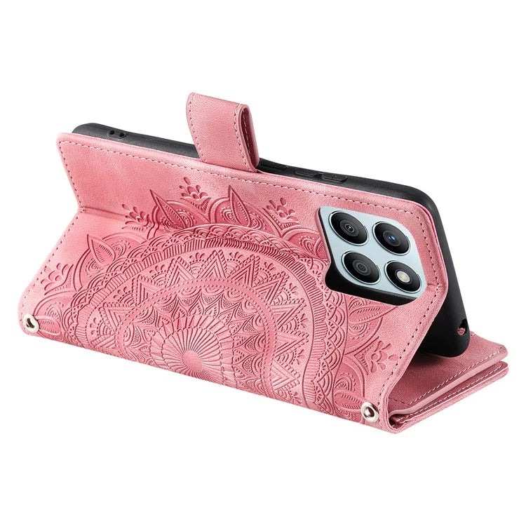 For Honor X8b 4G Case PU Leather Mandala Pattern Imprinted Design Phone Cover