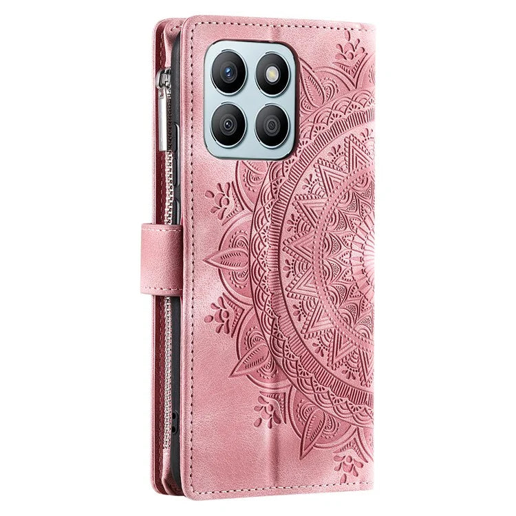 For Honor X8b 4G Case PU Leather Mandala Pattern Imprinted Design Phone Cover
