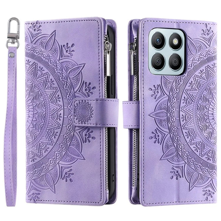 For Honor X8b 4G Case PU Leather Mandala Pattern Imprinted Design Phone Cover