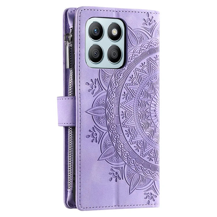 For Honor X8b 4G Case PU Leather Mandala Pattern Imprinted Design Phone Cover