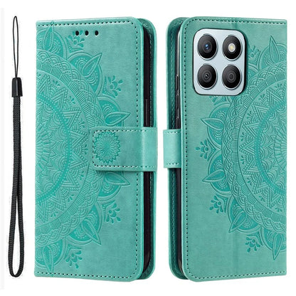 For Honor X8b 4G Case PU Leather Card Holder Mandala Imprinted Shockproof Cover