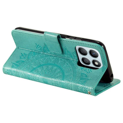 For Honor X8b 4G Case PU Leather Card Holder Mandala Imprinted Shockproof Cover
