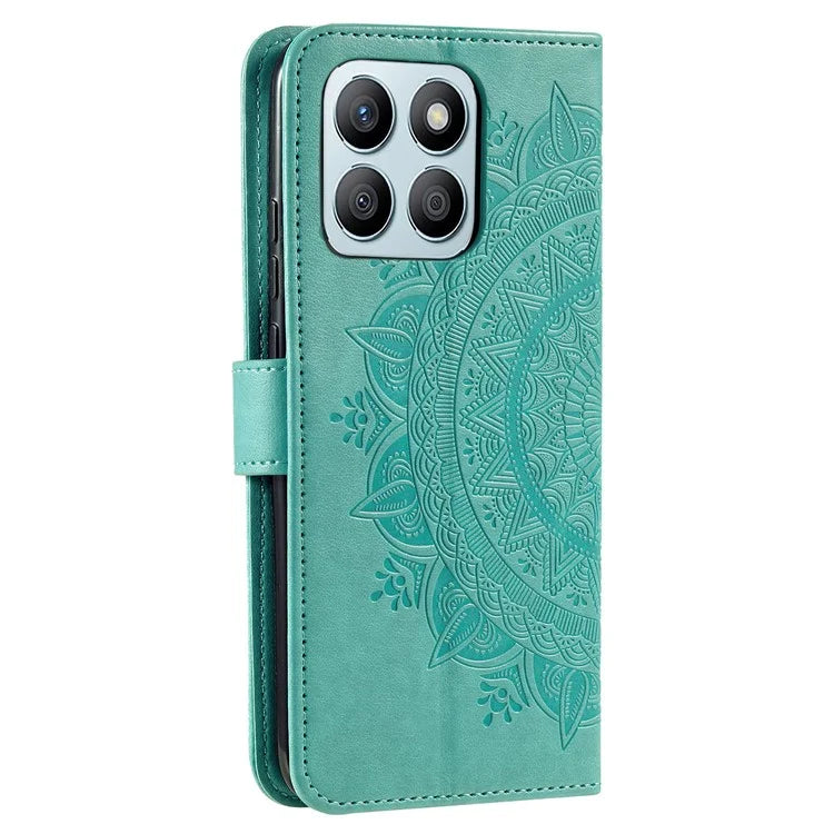 For Honor X8b 4G Case PU Leather Card Holder Mandala Imprinted Shockproof Cover