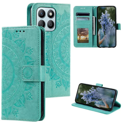 For Honor X8b 4G Case PU Leather Card Holder Mandala Imprinted Shockproof Cover