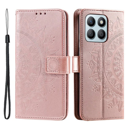 For Honor X8b 4G Case PU Leather Card Holder Mandala Imprinted Shockproof Cover