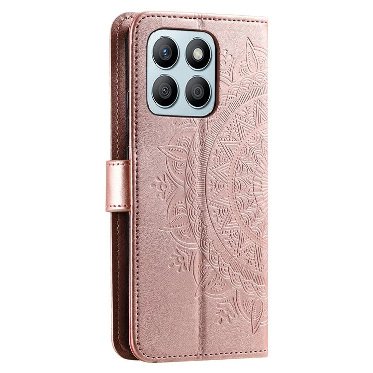 For Honor X8b 4G Case PU Leather Card Holder Mandala Imprinted Shockproof Cover