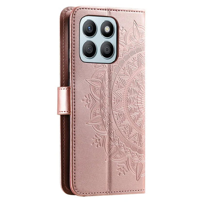 For Honor X8b 4G Case PU Leather Card Holder Mandala Imprinted Shockproof Cover