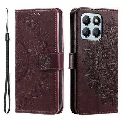 For Honor X8b 4G Case PU Leather Card Holder Mandala Imprinted Shockproof Cover