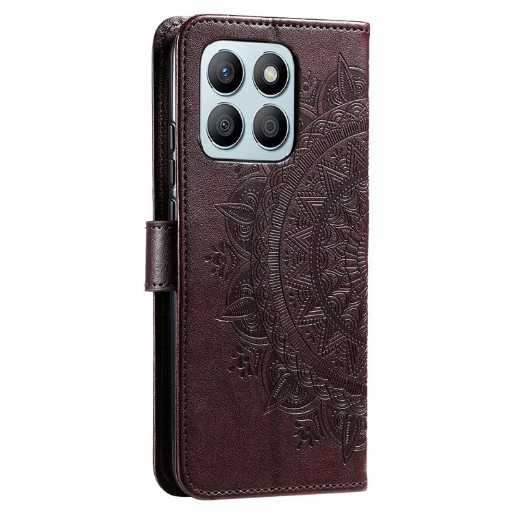 For Honor X8b 4G Case PU Leather Card Holder Mandala Imprinted Shockproof Cover