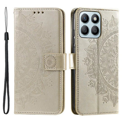 For Honor X8b 4G Case PU Leather Card Holder Mandala Imprinted Shockproof Cover