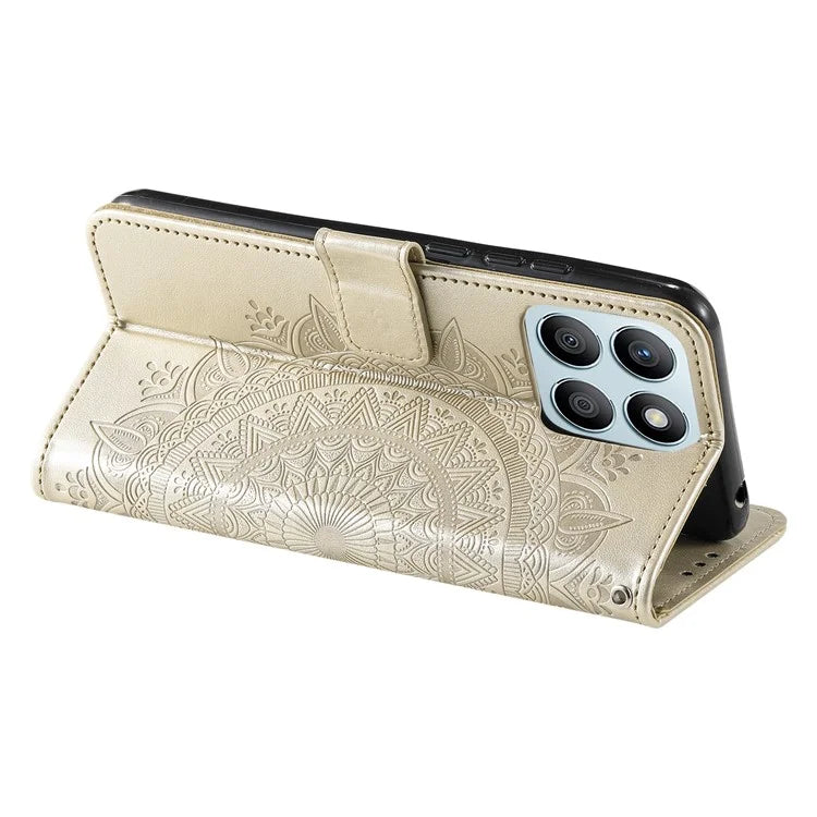 For Honor X8b 4G Case PU Leather Card Holder Mandala Imprinted Shockproof Cover