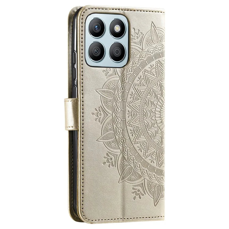 For Honor X8b 4G Case PU Leather Card Holder Mandala Imprinted Shockproof Cover