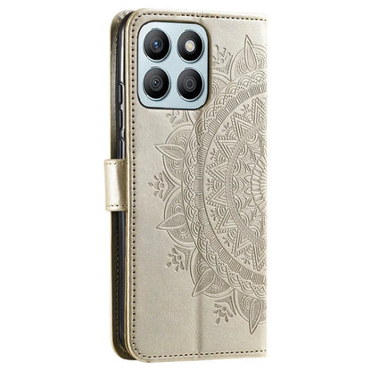 For Honor X8b 4G Case PU Leather Card Holder Mandala Imprinted Shockproof Cover
