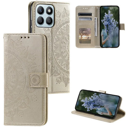 For Honor X8b 4G Case PU Leather Card Holder Mandala Imprinted Shockproof Cover