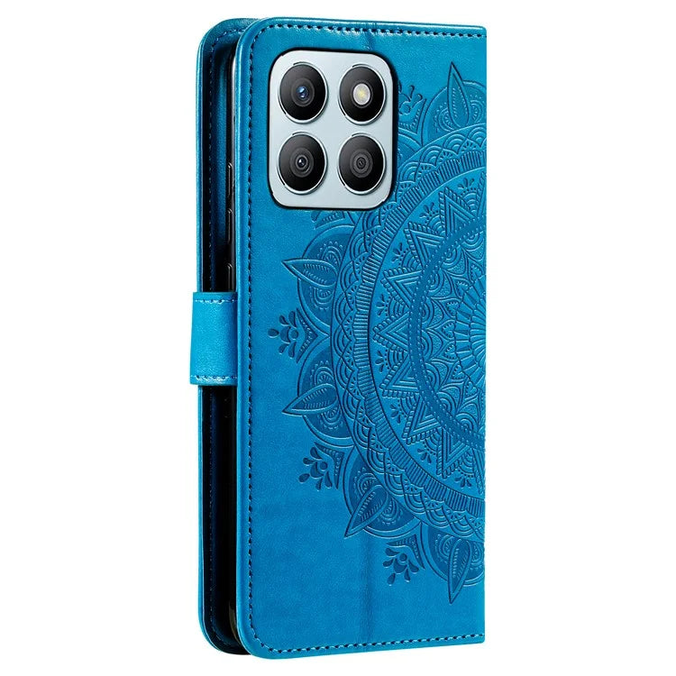 For Honor X8b 4G Case PU Leather Card Holder Mandala Imprinted Shockproof Cover