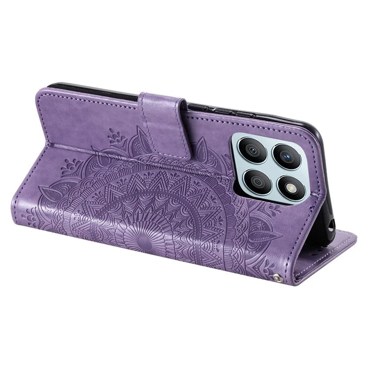 For Honor X8b 4G Case PU Leather Card Holder Mandala Imprinted Shockproof Cover