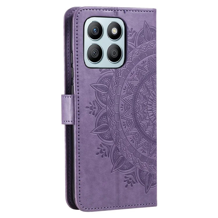 For Honor X8b 4G Case PU Leather Card Holder Mandala Imprinted Shockproof Cover