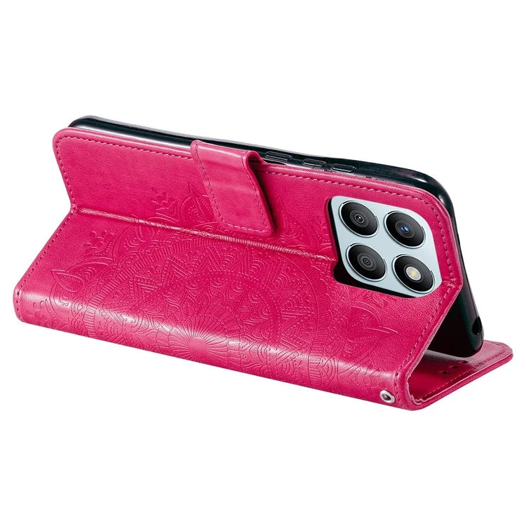 For Honor X8b 4G Case PU Leather Card Holder Mandala Imprinted Shockproof Cover