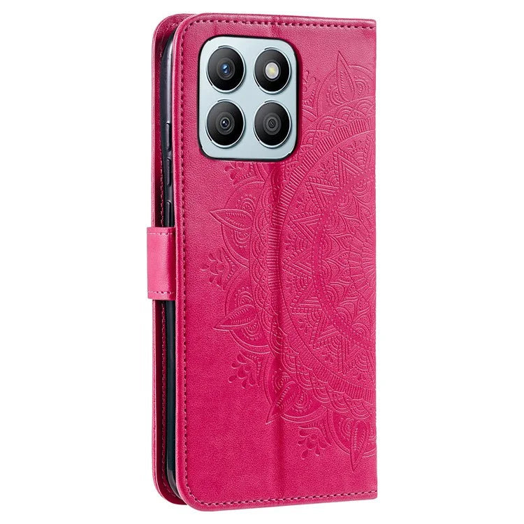 For Honor X8b 4G Case PU Leather Card Holder Mandala Imprinted Shockproof Cover