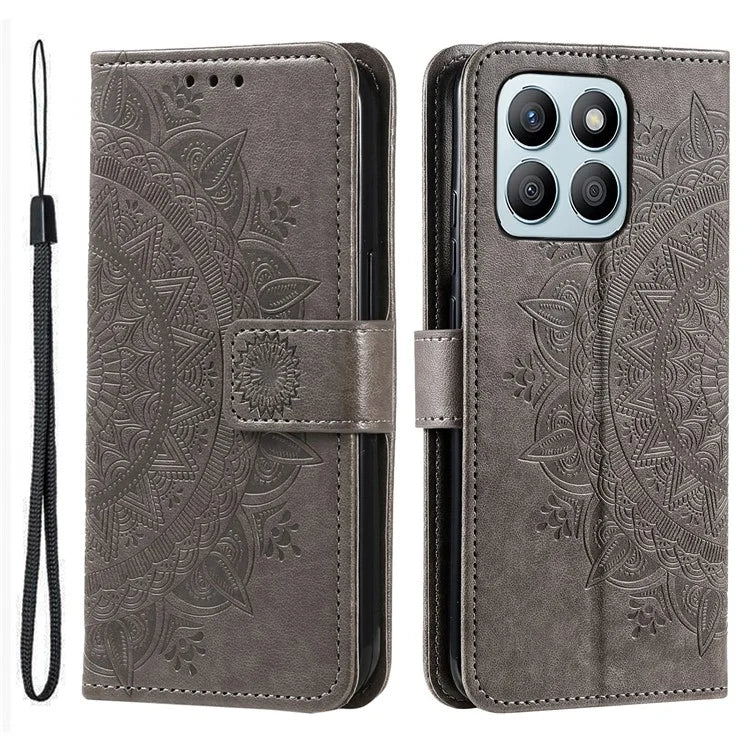 For Honor X8b 4G Case PU Leather Card Holder Mandala Imprinted Shockproof Cover