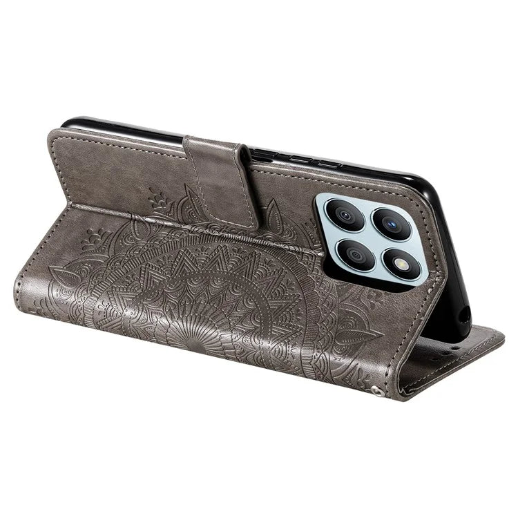 For Honor X8b 4G Case PU Leather Card Holder Mandala Imprinted Shockproof Cover