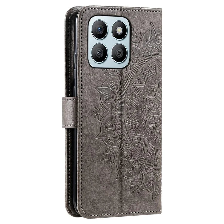 For Honor X8b 4G Case PU Leather Card Holder Mandala Imprinted Shockproof Cover