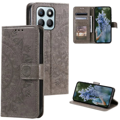 For Honor X8b 4G Case PU Leather Card Holder Mandala Imprinted Shockproof Cover