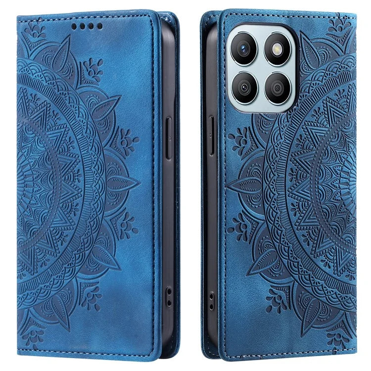 For Honor X8b 4G Wallet Phone Cover Imprinted Flower Pattern Leather Case