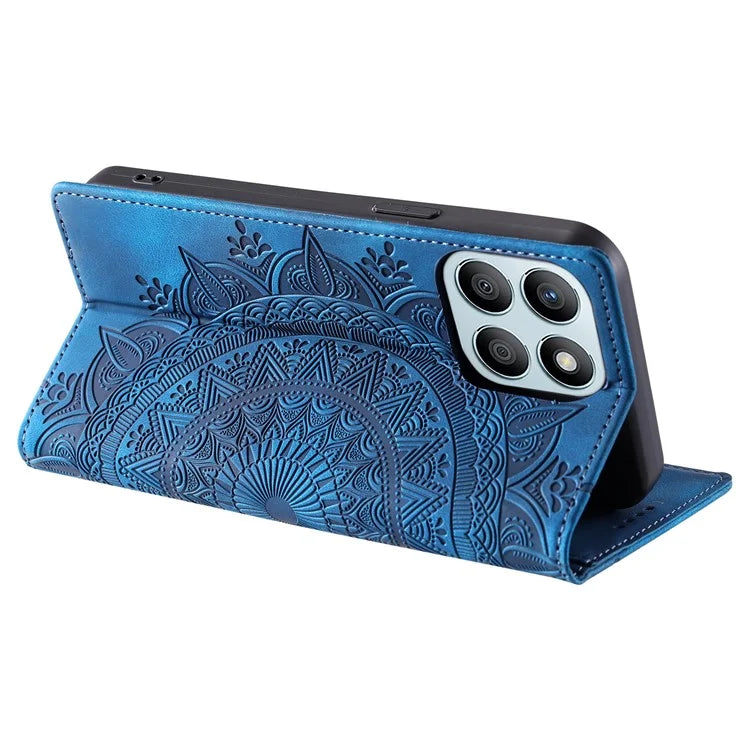 For Honor X8b 4G Wallet Phone Cover Imprinted Flower Pattern Leather Case