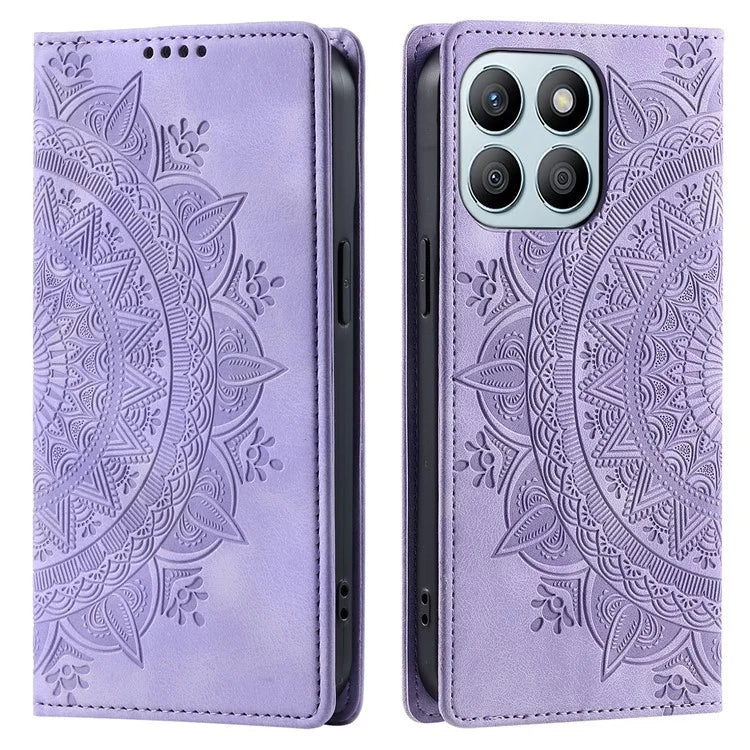 For Honor X8b 4G Wallet Phone Cover Imprinted Flower Pattern Leather Case