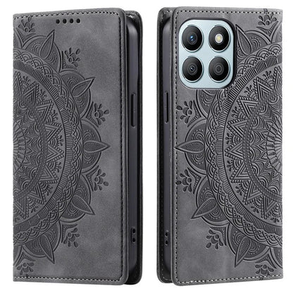 For Honor X8b 4G Wallet Phone Cover Imprinted Flower Pattern Leather Case