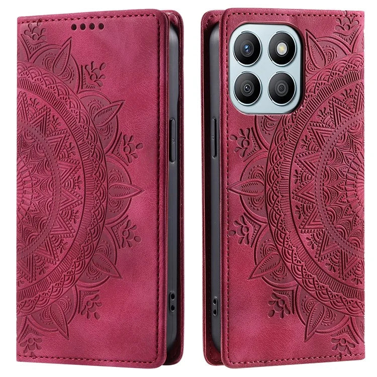 For Honor X8b 4G Wallet Phone Cover Imprinted Flower Pattern Leather Case