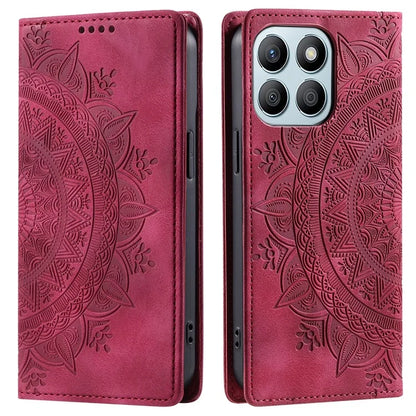 For Honor X8b 4G Wallet Phone Cover Imprinted Flower Pattern Leather Case