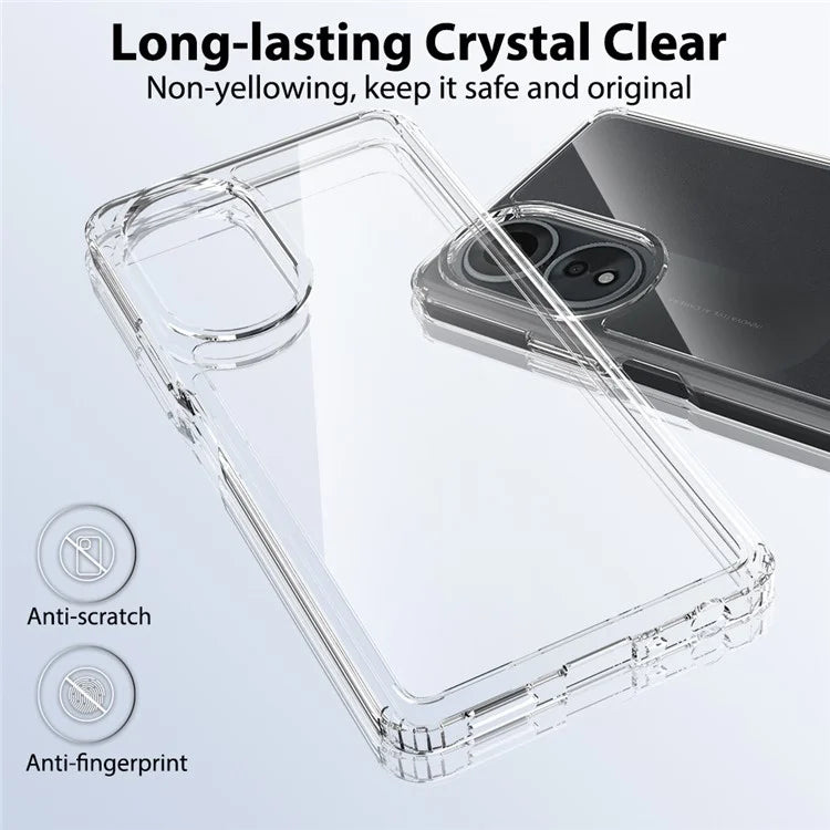 For Oppo A58 4G Case Transparent TPU+Acrylic Mobile Phone Cover