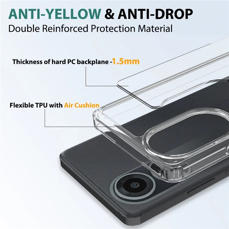 For Oppo A58 4G Case Transparent TPU+Acrylic Mobile Phone Cover