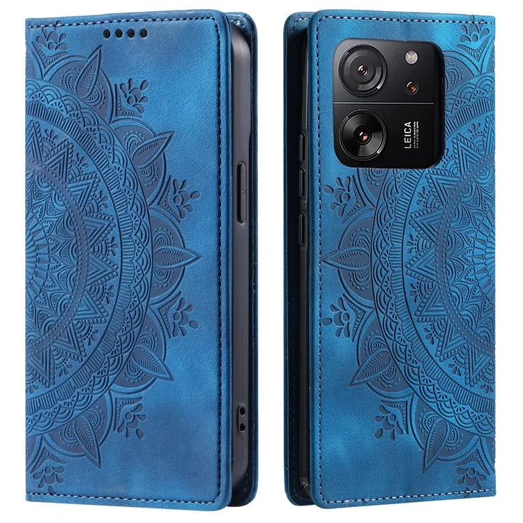 For Xiaomi 13T / 13T Pro / Redmi K60 Ultra Wallet Imprinted Flower Pattern Leather Case Phone Cover