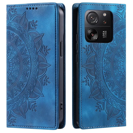 For Xiaomi 13T / 13T Pro / Redmi K60 Ultra Wallet Imprinted Flower Pattern Leather Case Phone Cover