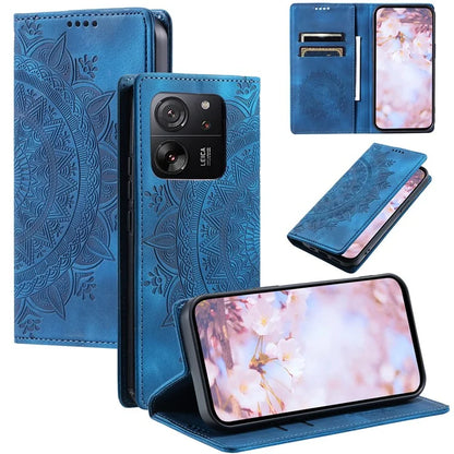 For Xiaomi 13T / 13T Pro / Redmi K60 Ultra Wallet Imprinted Flower Pattern Leather Case Phone Cover