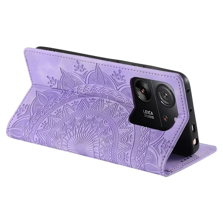 For Xiaomi 13T / 13T Pro / Redmi K60 Ultra Wallet Imprinted Flower Pattern Leather Case Phone Cover